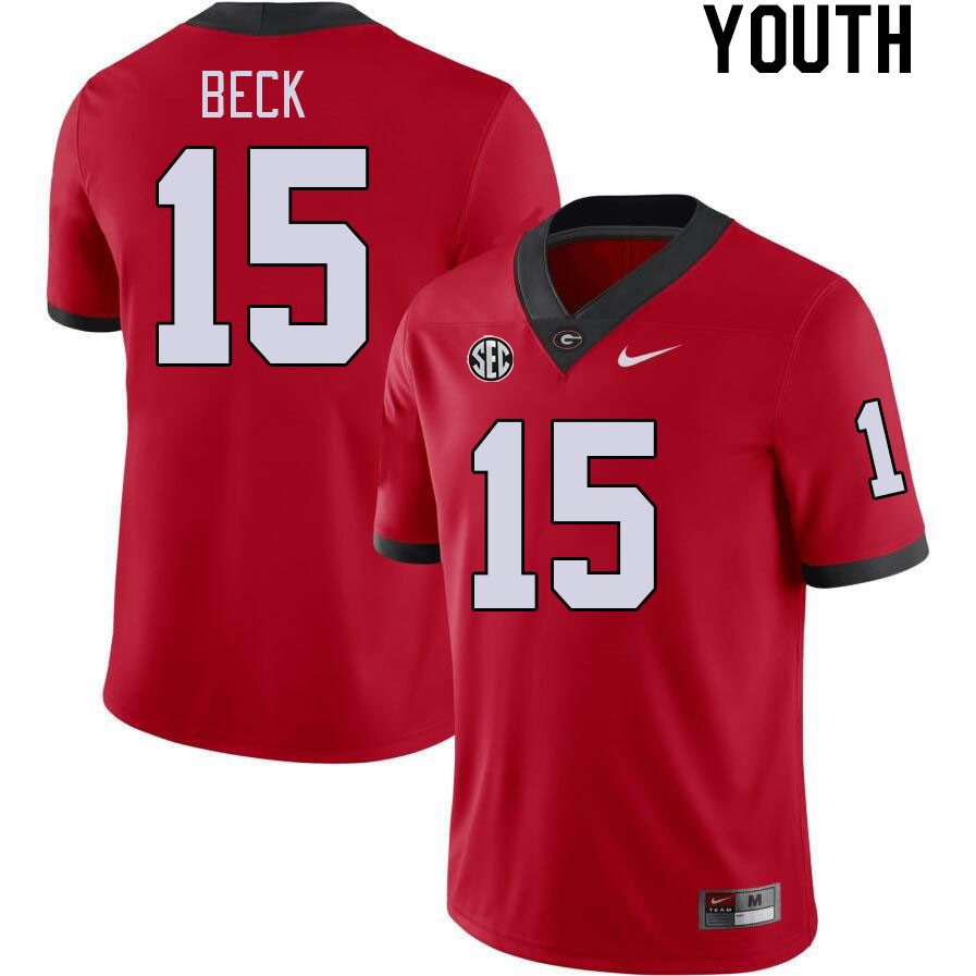 Youth #15 Carson Beck Georgia Bulldogs College Football Jerseys Stitched-Red